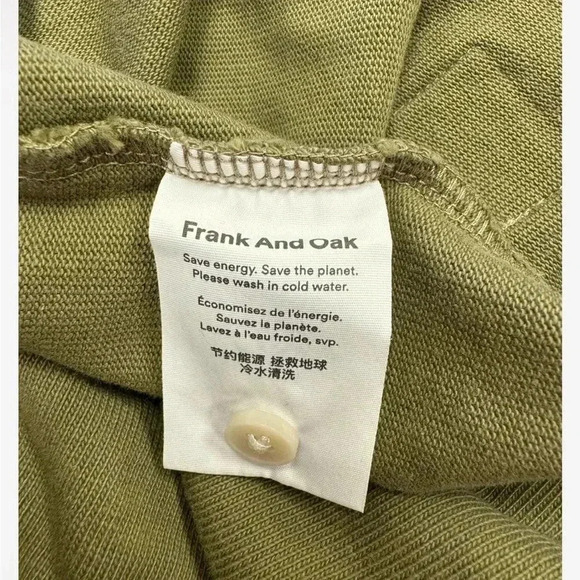 Frank And Oak Green White Short Sleeve Polo Top size Medium - Picture 8 of 11